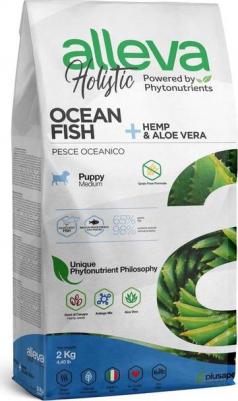Корм сухой ALLEVA HOLISTIC DOG Puppy/Junior Ocean Fish Medium для щенков с океанической рыбой, коноплей и алое вера 2кг 2271 – фото 1