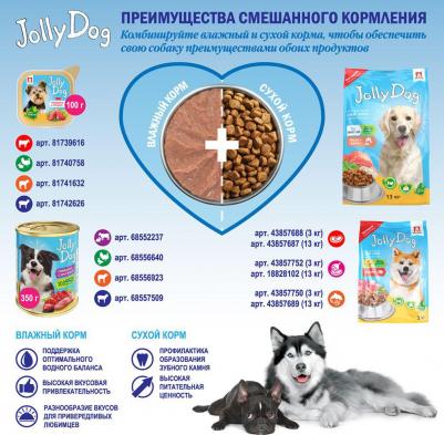 Jolly Dog Сухой корм для взрослых собак все пород, мясное ассорти, 13 кг – фото 6
