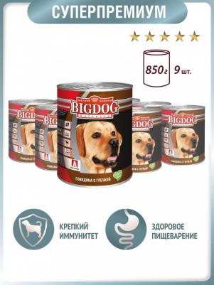 Консервы BIG DOG Говядина с гречкойдля взрослых собак 850г – фото 3