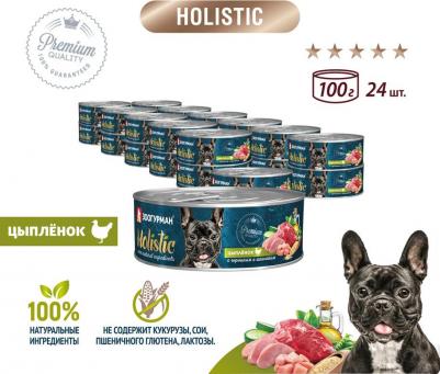 Консервы Holistic Цыплёнок с горошком и шпинатом для взрослых собак 100г – фото 1