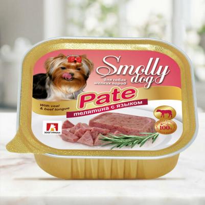 Консервы Смолли Дог Телятина с языком (патэ) для взрослых собак 100г