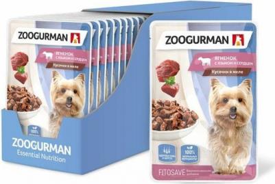 полнорационный влажный корм для собак мелких и средних пород, с ягненком, языком и сердцем, кусочки в желе, в паучах - 85 г – фото 3