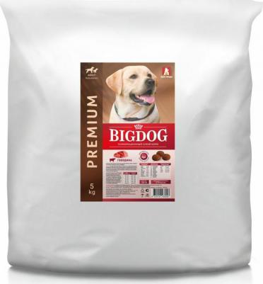 Сухой корм для собак BIG DOG, для взрослых, средних и крупных пород, говядина, 5 кг – фото 1