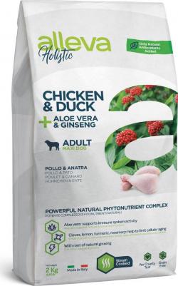 Корм сухой ALLEVA HOLISTIC DOG Adult Chicken & Duck Maxi для взрослых собак с курицей и уткой, алое вера и женьшенем 2кг 2318