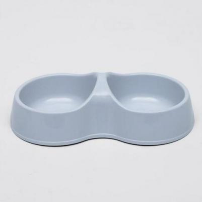 Миска для кошек двойная серая 0,2л