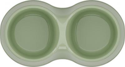 Миска двойная для кошек Юта, 200 мл, зеленый – фото 2