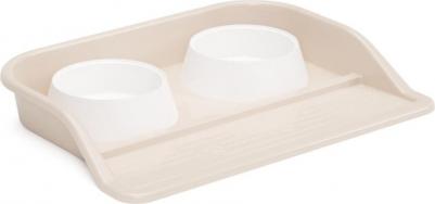 Набор c двумя мисками для кошек и собак на подставке бежевый 300мл – фото 4