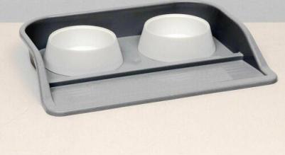 Набор c двумя мисками для кошек и собак на подставке серый 300мл – фото 4