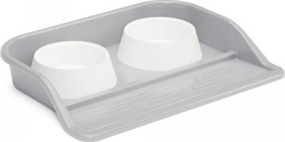 Набор c двумя мисками для кошек и собак на подставке серый 300мл – фото 6