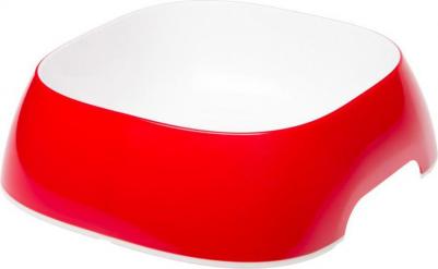 Одинарная миска для кошек и собак, пластик, резина, белый, красный, 1.2 л – фото 2