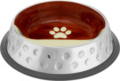 Candy миска из нержавеющей стали с керамическим покрытием и нескользящим основанием - 850 мл, коричневая с белым для всех возрастов Индия 1 уп. х 1