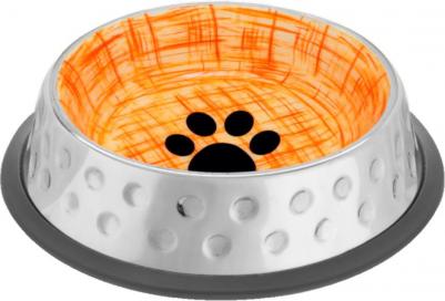 Candy миска из нержавеющей стали с керамическим покрытием и нескользящим основанием - 850 мл, оранжевая для всех возрастов Индия 1 уп. х 1 шт. х