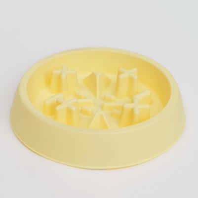 Миска для медленного кормления кошек и собак, 22х4 см, желтая