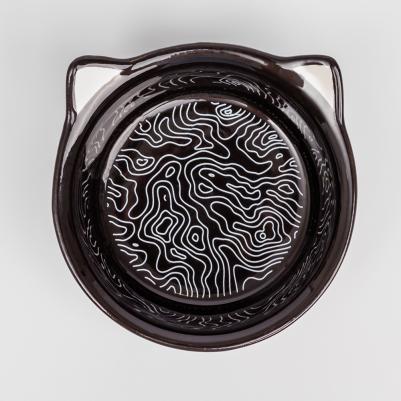 Миска керамическая с ушками для кошек и собак, 200 мл, 11x4,5 см, черная – фото 4