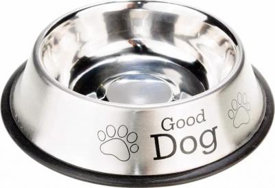 Миска металлическая с резиновым основанием для собак, 480 мл