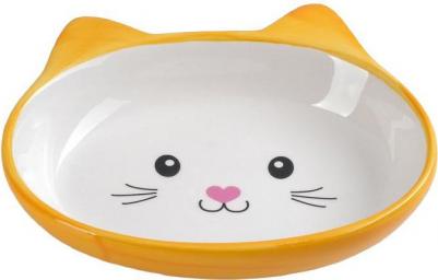 Миска керамическая овальная "Кошачья мордочка" 200 мл, жёлто-оранжевая – фото 7