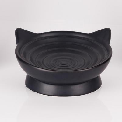 Миска керамическая для кошек Кошечка, 100 мл, 16,5х8,5 см, черная – фото 2