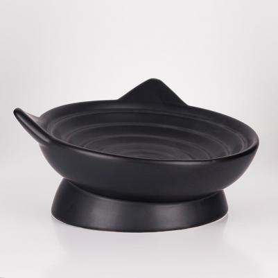 Миска керамическая для кошек Кошечка, 100 мл, 16,5х8,5 см, черная – фото 4