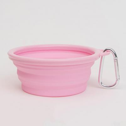 Миска силиконовая складная для кошек и собак, 13х5,5см, 350 мл, розовая – фото 1