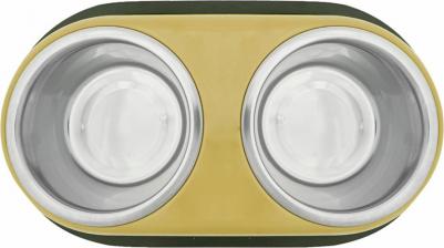 Миска для собак и кошек Лахар двойная металлическая 200 мл – фото 2