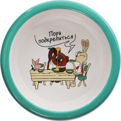 Миска керамическая двойная на подставке для кошек и собак Пора подкрепиться, 2х250 мл, зеленый – фото 2