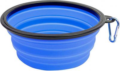 Миска для собак силиконовая складная синяя 1 л – фото 1