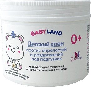 BABY LAND Детский крем против опрелостей и раздражений под подгузник 0+ диталир 140 г – фото 1