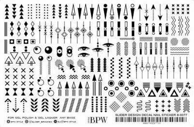 BPW, GRANDE, Слайдер для ногтей, Геометрия черный с белым, 78