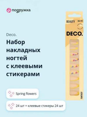 Накладные ногти. Набор накладных ногтей с клеевыми стикерами FANTASY spring flowers – фото 1