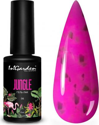 Гель-лак для ногтей Jungle № 006 яркая фуксия с черными хлопьями 8 мл – фото 1