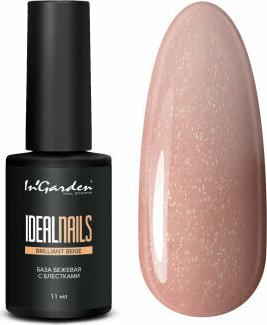 Камуфлирующая каучуковая база, бежевая с блестками, 11 мл – фото 1