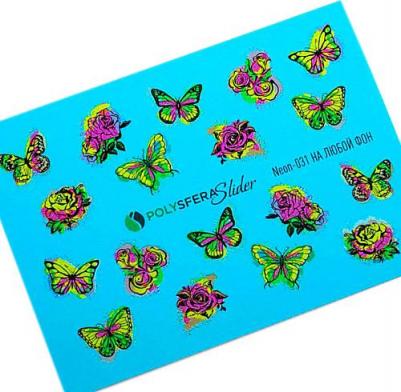 Слайдеры Слайдер дизайн для ногтей Неоновый Яркий микс 031