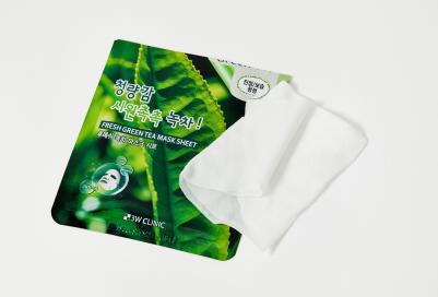 Набор тканевых маскок для лица зеленый чай Fresh Green Tea Mask Sheet, 10 шт 8809689370013 – фото 2