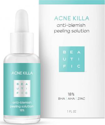 Пилинг для лица от акне и постакне кислотный гликолевый ACNE KILLA, пилинг от пигментации салициловый, 18% AHA- и BHA- кислот, 30 мл – фото 4