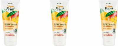 Super FRUIT уход за лицом Пенка-Спонж Витаминная для умывания с Манго, гиалуроном и витамином С, 200мл, 2 уп – фото 1