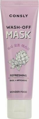 Уход за лицом Маска глиняная освежающая очищающая с экстрактами базилика и артишока для сужения пор