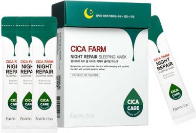 Cica Farm Night Repair Sleeping Mask - Восстанавливающая ночная маска в саше с центеллой азиатской 4мл x 20шт – фото 7