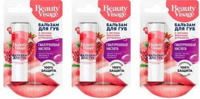 Бальзам для губ с легким красным оттенком "Beauty Visage", 3.6 г, 3 шт