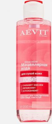 Мицеллярная вода розовая Aevit By для тусклой и сухой кожи, 200 мл