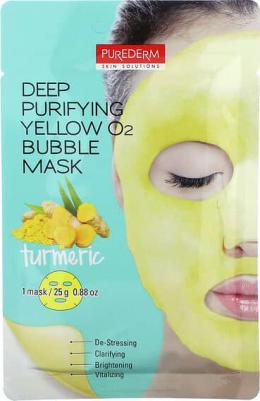 Deep Purifying Yellow O2 Bubble Mask Turmeric Кислородная тканевая маска для обновления и укрепления кожи лица с куркумой, 25 гр
