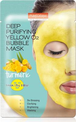 Deep Purifying Yellow O2 Bubble Mask Turmeric Кислородная тканевая маска для обновления и укрепления кожи лица с куркумой, 25 гр – фото 2