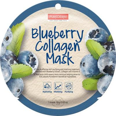 Маска для лица коллагеновая увлажняющая Blueberry Collagen Mask с экстрактом голубики 18 г
