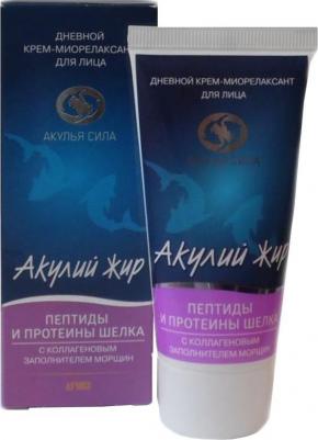 Акулья сила крем-миорелаксант дневной для лица "акулий жир. пептиды и протеины шелка" туба 50мл
