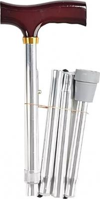 Трость телескопическая, складная, с деревянной ручкой, 82-92 см, хром 10121SL – фото 1