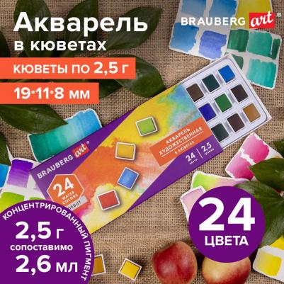 Акварель художественная в кюветах НАБОР 24 цвета по 2 – фото 7