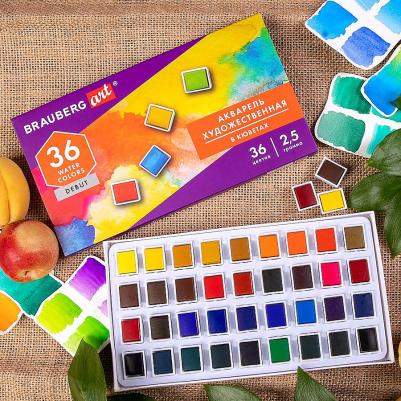 Акварель художественная в кюветах набор 36 цветов по 2,5 г "Art debut" – фото 10
