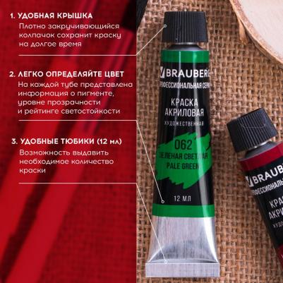 Краски акриловые художественные "CLASSIC", НАБОР 12 цветов по 12 мл, в тубах, 191122 – фото 7