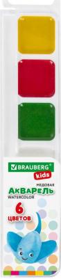 Краски акварельные "Kids", медовые, 6 цветов, квадратные кюветы, пластиковый пенал – фото 2