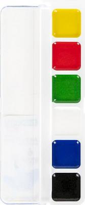 Краски акварельные "Kids", медовые, 6 цветов, квадратные кюветы, пластиковый пенал – фото 5