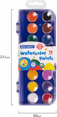 Краски акварельные сухие "PREMIUM" 16 цветов, круглые кюветы 23 мм, пенал с европодвесом, 191744 – фото 1
